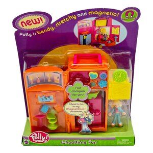 Polly Pocket Doll Set School Time Fun New Stamps Magnets New Sealed Vintage 2003